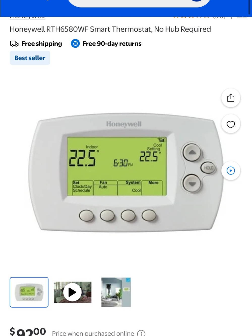 Honeywell White Programmable Digital Thermostat - Energy-Saving Control